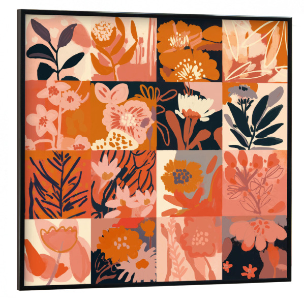 Poster mit schwarzem Rahmen 30x30 cm "Blumen Memory" artboxONE - Floral,Abstrakt,Für Mama