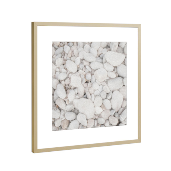 Poster mit Rahmen Gold "Kieselsteine" artboxONE - Natur,Reise / Strand und Meer - Felsen,Steine,Strände,Ufer