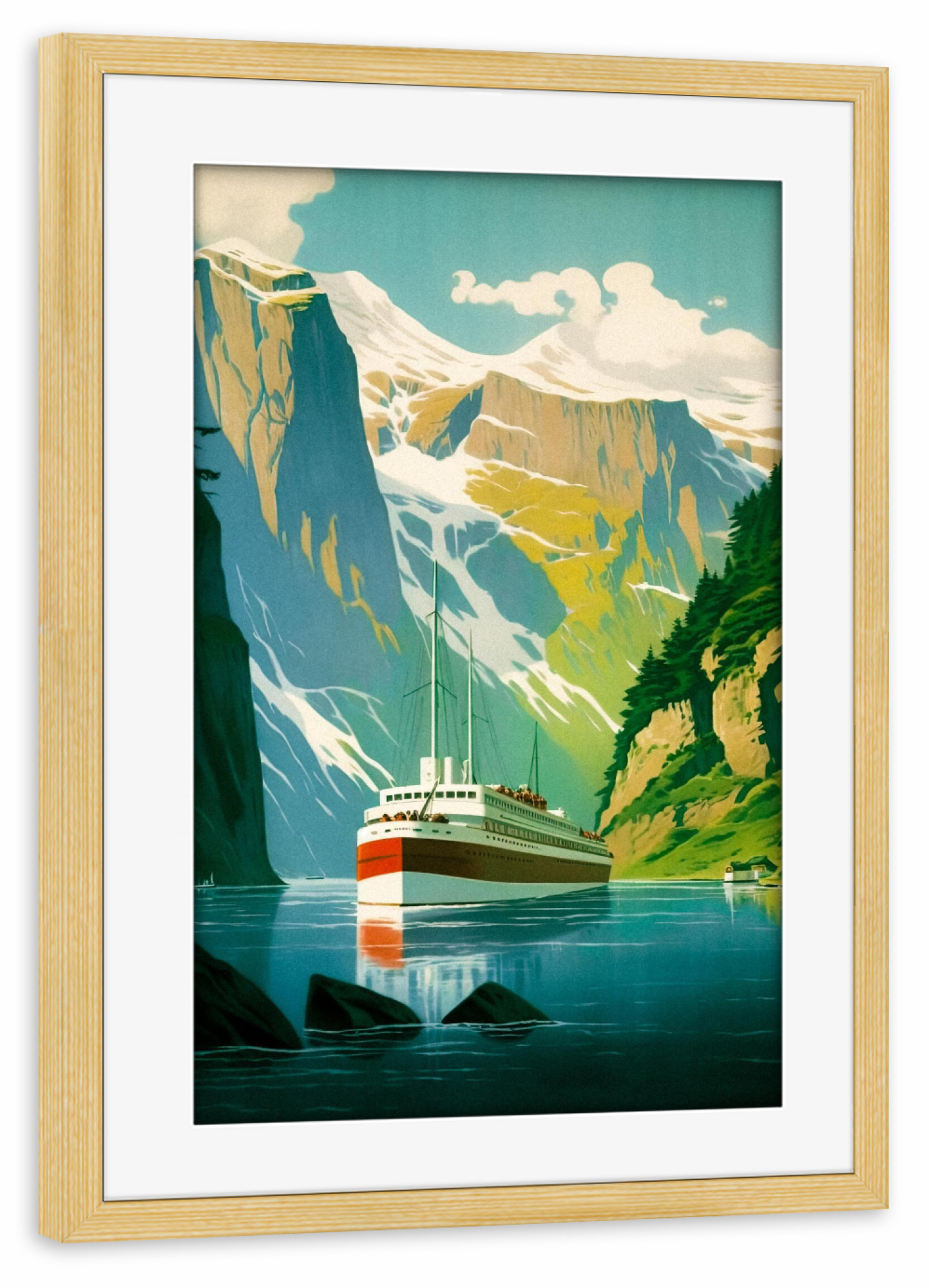 Poster mit Rahmen kiefer "Norwegische Fjordreisen" artboxONE - Städte,Natur,Reise,Reise / Länder