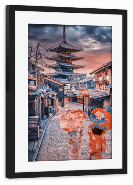 Poster mit Rahmen schwarz "Traditionelles Japan" artboxONE - Städte,Reise,Architektur,Reise / Asien,Reise / Länder