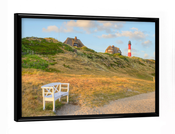 Poster mit schwarzem Rahmen "Weiße Bank in Hörnum auf Sylt" artboxONE - Städte,Reise,Reise / Strand und Meer