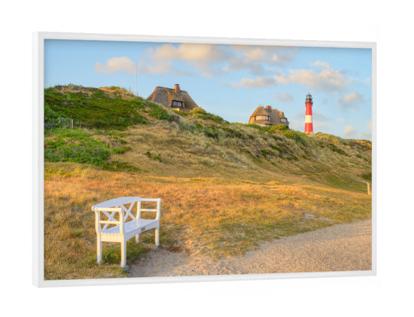 Poster mit weißem Rahmen "Weiße Bank in Hörnum auf Sylt" artboxONE - Städte,Reise,Reise / Strand und Meer