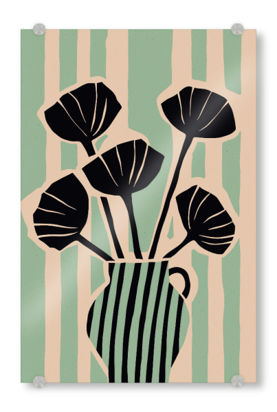 Acrylglasbild "Gestreiftes Stillleben In Mint" artboxONE - Floral,Abstrakt,Für Mama