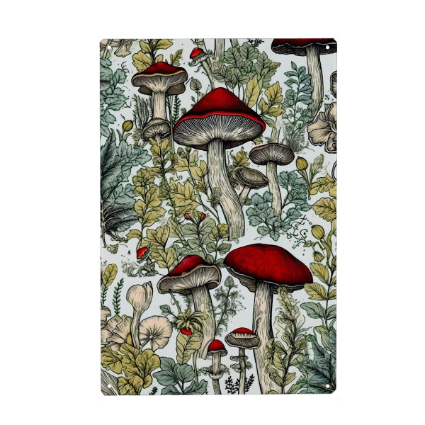 Metall Poster "Pilze B" artboxONE - Natur,Floral - Pilze,Flora,Baum,Wald,Blätter,Natur,Botanisch - Blechschild
