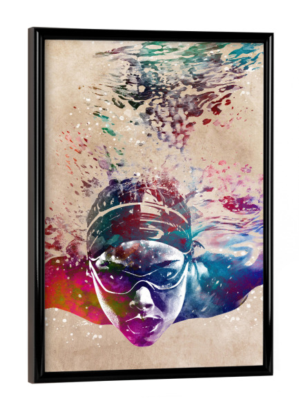 Poster mit schwarzem Rahmen "Schwimmsportkunst A" artboxONE - Sport,Sport / Sommerspiele - Schwimmen,Schwimmer,Wasser,Sport,Schwimmen,Sport