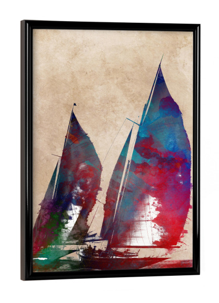 Poster mit schwarzem Rahmen "Segelboote Sportkunst C" artboxONE - Sport,Sport / Sommerspiele - Segeln,Segelboote,Boote,Sport,Illustration,Grafik