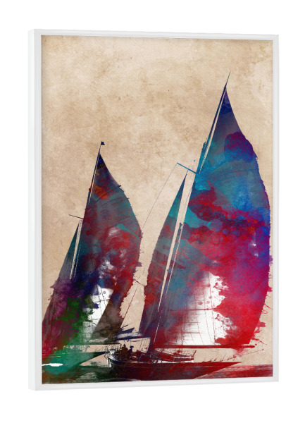 Poster mit weißem Rahmen "Segelboote Sportkunst C" artboxONE - Sport,Sport / Sommerspiele - Segeln,Segelboote,Boote,Sport,Illustration,Grafik