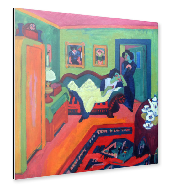 Alu-Dibond "Interieur mit zwei Mädchen" 30x30 cm artboxONE