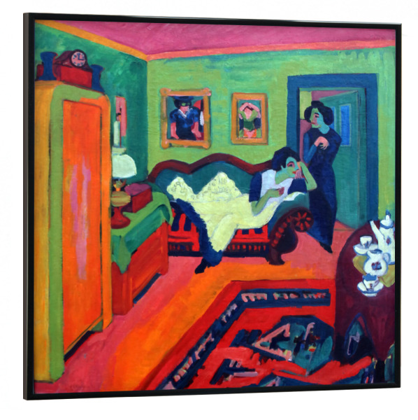 Poster mit schwarzem Rahmen 30x30 cm "Interieur mit zwei Mädchen" artboxONE - Menschen,Architektur,Für Mama,Für Papa,Männer