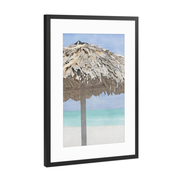 Poster mit Rahmen Schwarz (Metallic) "Sonnenschirm" artboxONE - Reise / Strand und Meer - Sonnenschirm,Strand,Meer,Ozean,Ufer,Sand,Entspannen,Urlaub