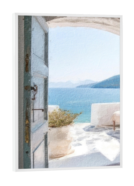 Poster mit weißem Rahmen "Blaue griechische Tür E" artboxONE - Natur,Architektur,Städte / Weitere