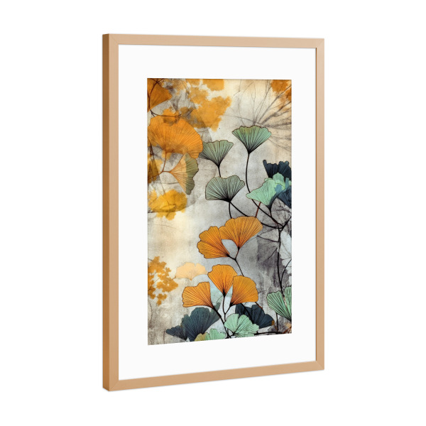 Poster mit Rahmen Kupfer "Ginkgo Biloba D" artboxONE - Natur,Floral - Ginkgo,Biloba,Ginkgo biloba,Baum,Wald,Blätter,Natur