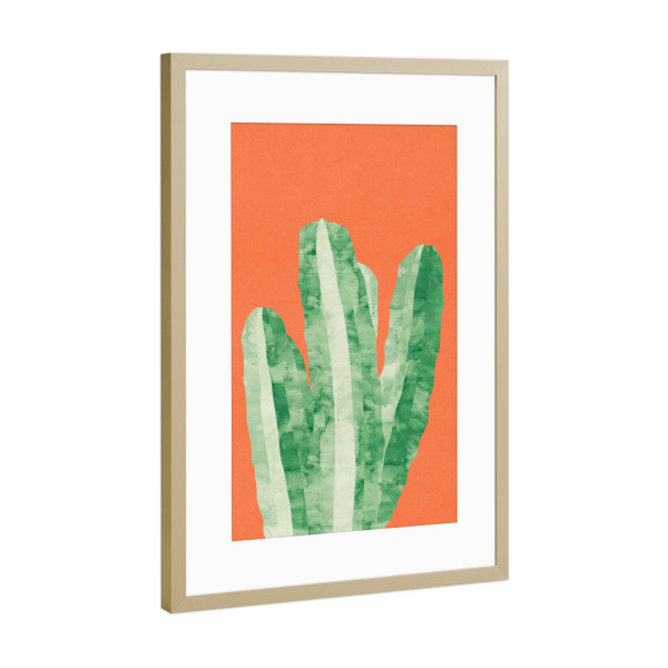 Poster mit Rahmen Gold "Cacti C" artboxONE - Floral - Plant,Cacti,Nature,Flowers,Floral,Leaves,Garden,Cactus,Watercolor,Painting