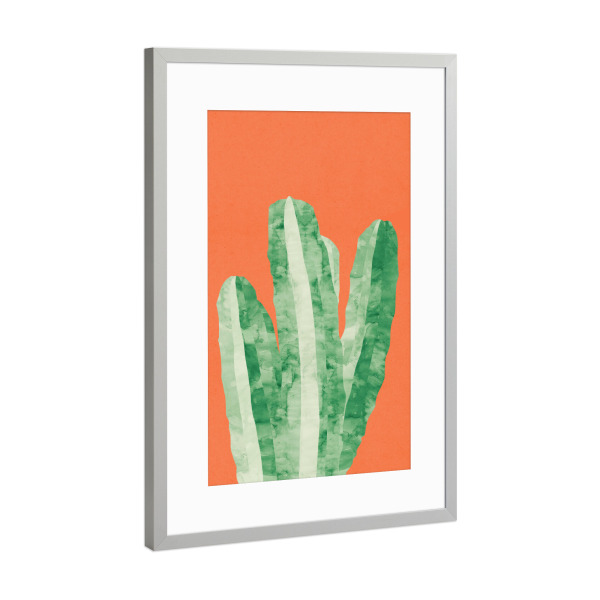 Poster mit Rahmen Silber "Cacti C" artboxONE - Floral - Plant,Cacti,Nature,Flowers,Floral,Leaves,Garden,Cactus,Watercolor,Painting