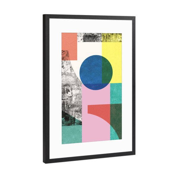 Poster mit Rahmen Schwarz (Metallic) "Geometric collage E" artboxONE - Abstrakt,Geometrie