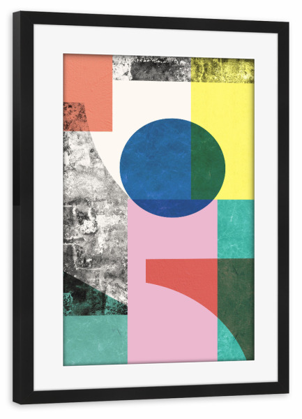 Poster mit Rahmen schwarz "Geometric collage E" artboxONE - Abstrakt,Geometrie