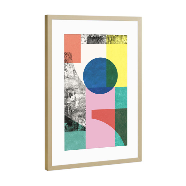 Poster mit Rahmen Gold "Geometric collage E" artboxONE - Abstrakt,Geometrie
