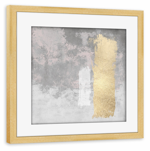 Poster mit Rahmen kiefer "Rosa und graue Zusammenfassung J" artboxONE - Abstrakt - Grau,Rosa,Gold,Abstrakt,Dekor,Dekorativ,Heimdekoration