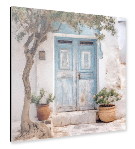 Alu-Dibond "Blaue griechische Tür F" 30x30 cm artboxONE