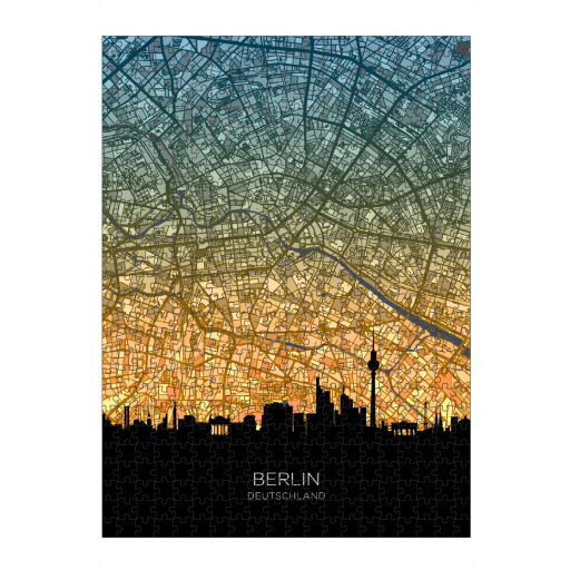 Berlin Skyline Karte Blaugrün