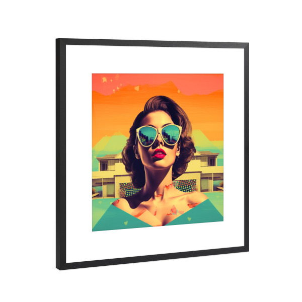 Poster mit Rahmen Schwarz (Metallic) "VACATION WOMAN" artboxONE - Reise - Frau,Ferien,Vacation,Meer,Portrait