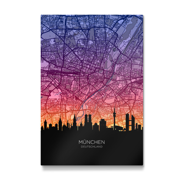 Galerie-Print "München Skyline Karte" 30x20 cm artboxONE
