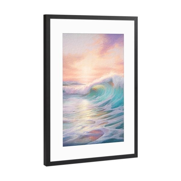 Poster mit Rahmen Schwarz (Metallic) "Ozean Sonnenaufgang A" artboxONE - Reise / Strand und Meer