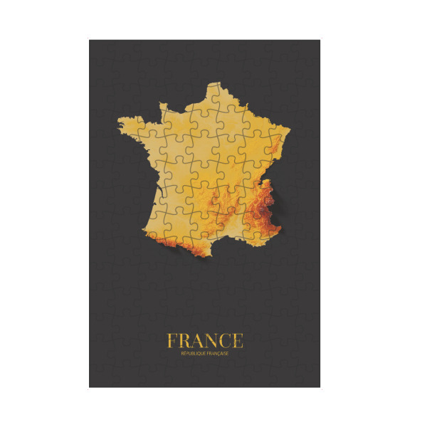 artboxONE Puzzle "Frankreich 3D-Karte – Gold" artboxONE - Reise,Kartografie