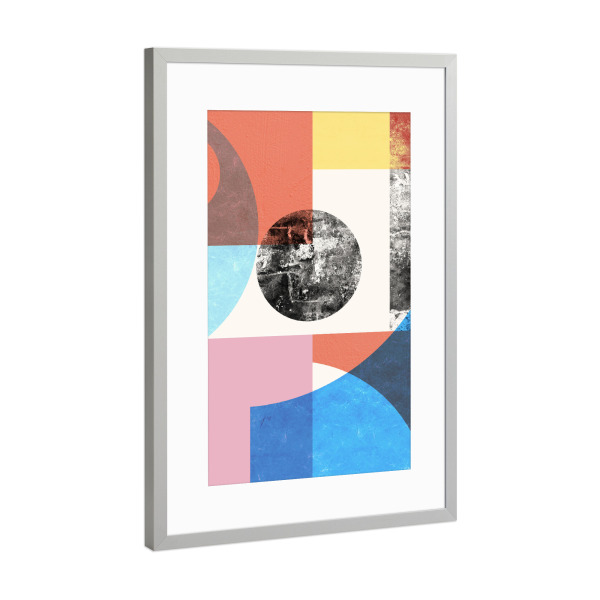 Poster mit Rahmen Silber "Geometric collage F" artboxONE - Abstrakt,Geometrie
