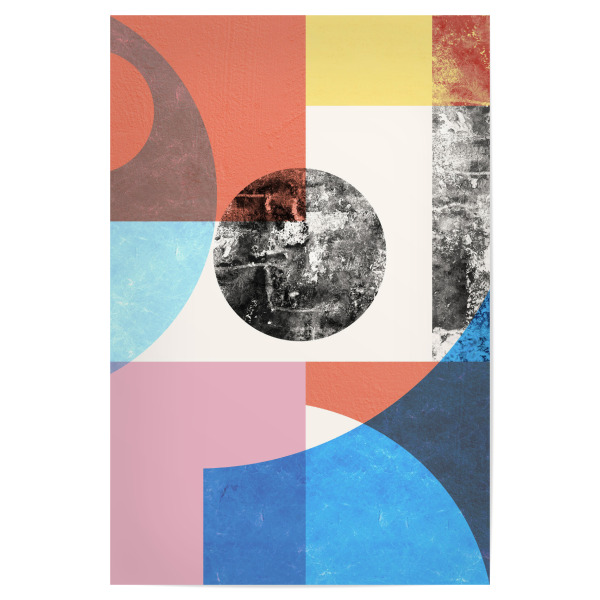 Poster "Geometric collage F" artboxONE - Abstrakt,Geometrie - Abstrakt,Expressionistisch,Linien,Modern,Aquarell,Acryl,Kreise,Texturen,Malerei,Collage