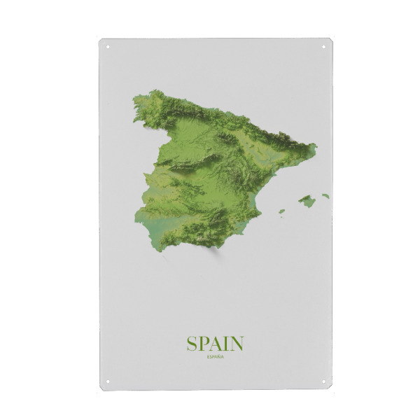 Holzbild "Spanien 3D-Karte" artboxONE - Städte,Kartografie