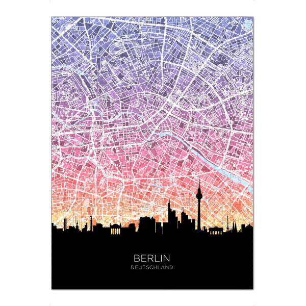 Puzzle Ravensburger "Berliner Skyline-Karte Pastell" artboxONE - Städte,Städte / Berlin