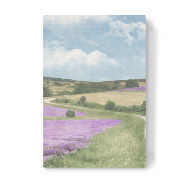 Leinwandbild "Lavendellandstraße" artboxONE - Natur,Floral - Geblümt,Blumen,Lavendel,Straßen,Landschaft,Lila,Entspannend,Ruhe,Felder,Natur,Bäume