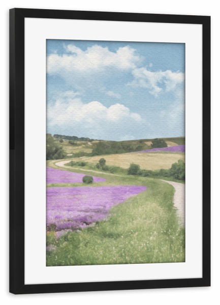 Poster mit Rahmen schwarz "Lavendellandstraße" artboxONE - Natur,Floral