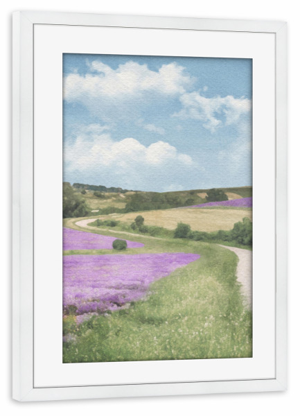 Poster mit Rahmen weiß "Lavendellandstraße" artboxONE - Natur,Floral