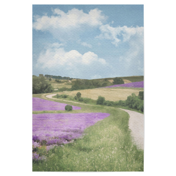 Poster "Lavendellandstraße" artboxONE - Natur,Floral - Geblümt,Blumen,Lavendel,Straßen,Landschaft,Lila,Entspannend,Ruhe,Felder,Natur,Bäume