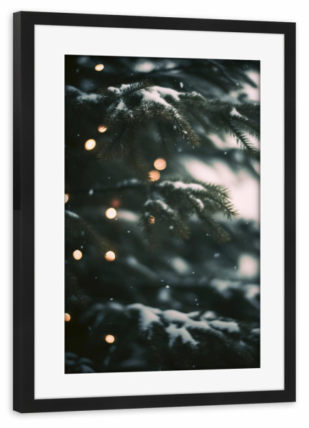 Poster mit Rahmen schwarz "Tanne und Lämpchen" artboxONE - Natur,Weihnachten,Für Mama