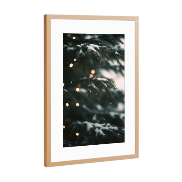 Poster mit Rahmen Kupfer "Tanne und Lämpchen" artboxONE - Natur,Weihnachten,Für Mama