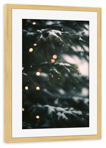 Poster mit Rahmen kiefer "Tanne und Lämpchen" artboxONE - Natur,Weihnachten,Für Mama