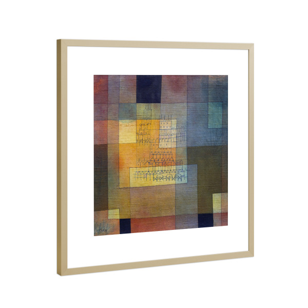Poster mit Rahmen Gold "Polyphone Architektur" artboxONE - Abstrakt,Architektur,Geometrie,Für Mama,Für Papa