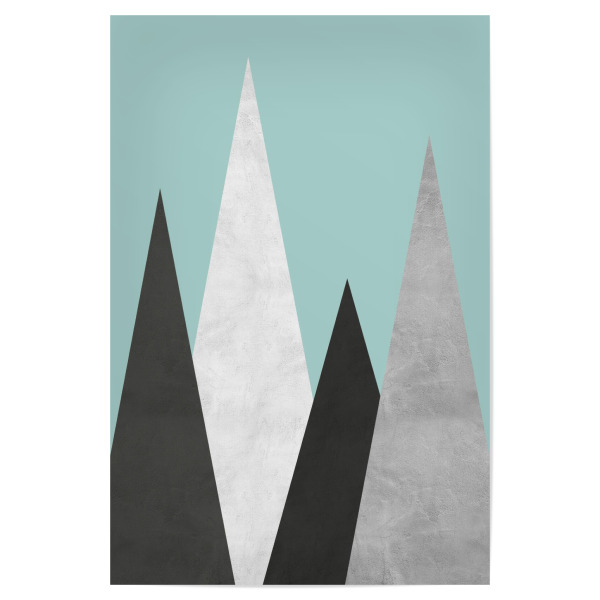 Poster "Scandinavian forest A" artboxONE - Natur,Abstrakt,Geometrie - Landschaft,Bunt,Natürlich,Berge,Wald,Wellig,Texturen,Aquarell,Malerei,Collage