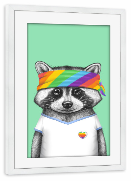 Poster mit Rahmen weiß "Stolzer Waschbär" artboxONE - Tiere,Liebe