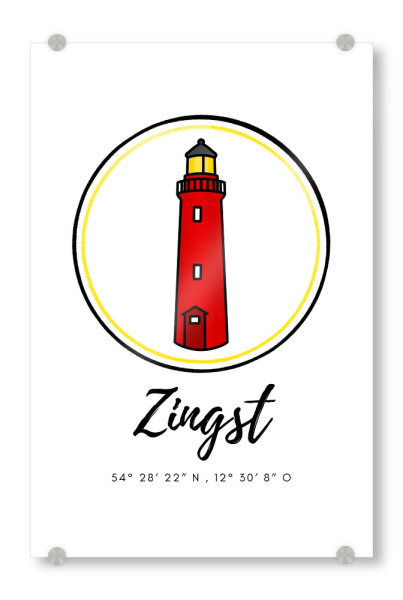 Acrylglasbild "Leuchtturm Zingst Fischland Darß" artboxONE - Reise,Architektur,Reise / Strand und Meer
