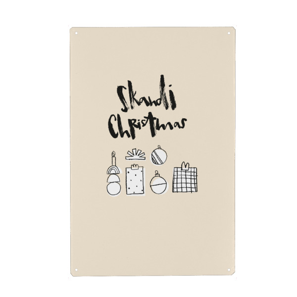 Holzbild "Skandi Christmas" artboxONE - Typografie - Beige,Weihnachten,Lettering,Christmas,Xmas,Brush lettering,Skandi