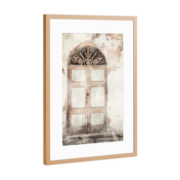 Poster mit Rahmen Kupfer "Aquarell Tür E" artboxONE - Architektur - Türen,Tür,Häuser,Zuhause,Architektur,Aquarell