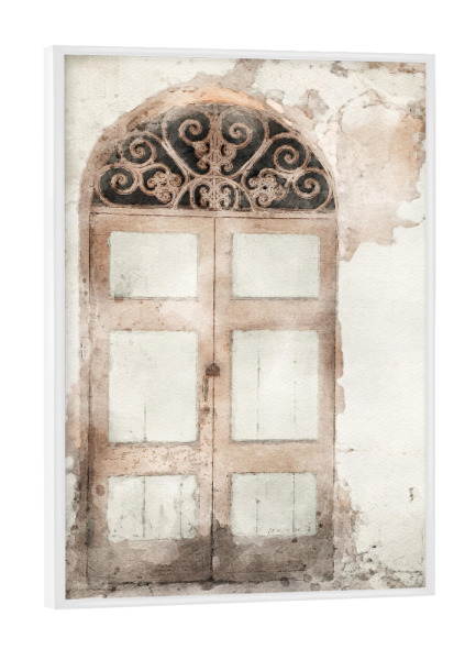 Poster mit weißem Rahmen "Aquarell Tür E" artboxONE - Architektur - Türen,Tür,Häuser,Zuhause,Architektur,Aquarell