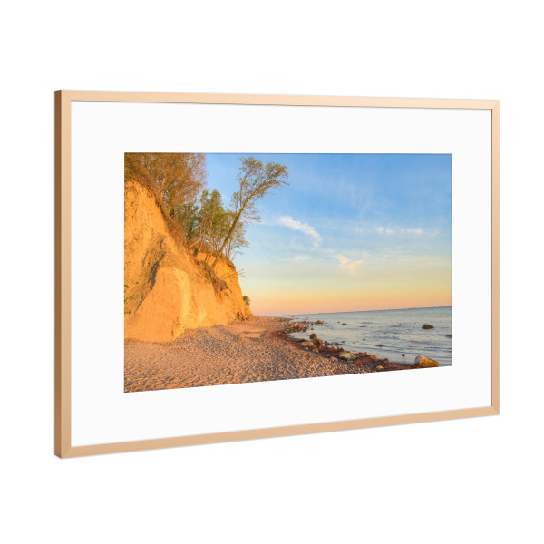 Poster mit Rahmen Kupfer "Ostseeküste bei Warnemünde" artboxONE - Natur,Reise,Reise / Strand und Meer