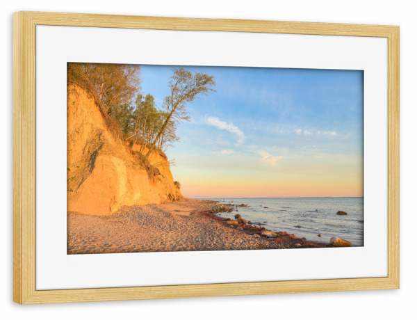 Poster mit Rahmen kiefer "Ostseeküste bei Warnemünde" artboxONE - Natur,Reise,Reise / Strand und Meer