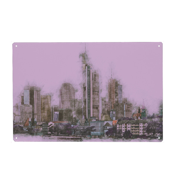 Holzbild "Pink Frankfurt" artboxONE - Abstrakt,Architektur,Städte / Frankfurt