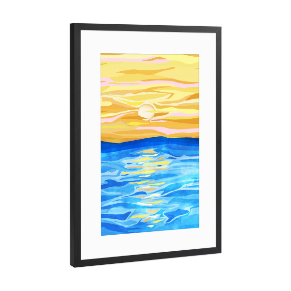 Poster mit Rahmen Schwarz (Metallic) "Sonnenuntergänge und Romantik" artboxONE - Abstrakt